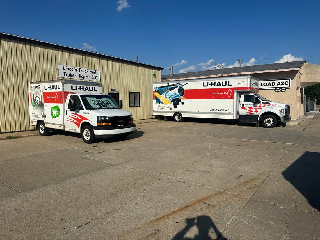 Commercial fleet vehicles lined up for service in Lincoln, NE