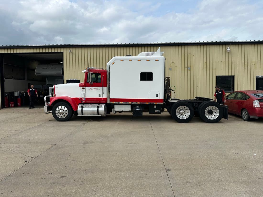 Fleet truck being serviced at the Lincoln, NE shop